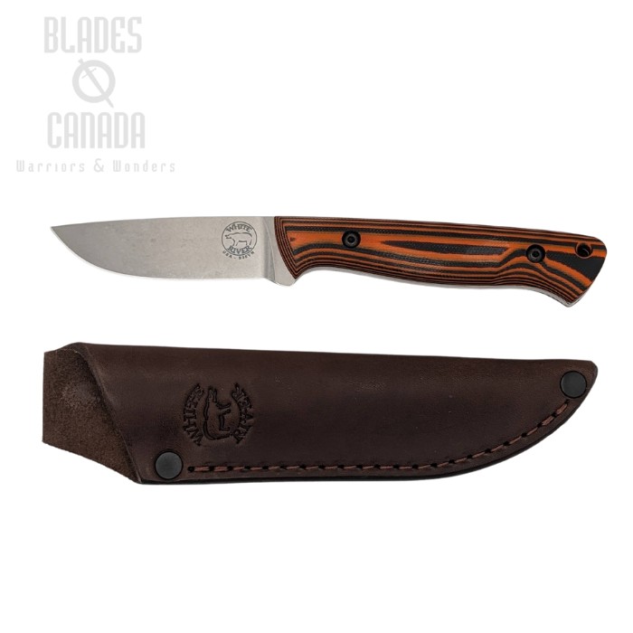 White River Jason Fry Utility Hunter Fixed Knife, S35VN, Orange & Black G10, Leather Sheath